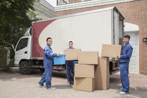 Removal van operating in a Mayfair street