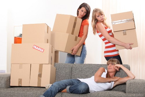 Packed boxes and furniture prepared for a Mayfair relocation
